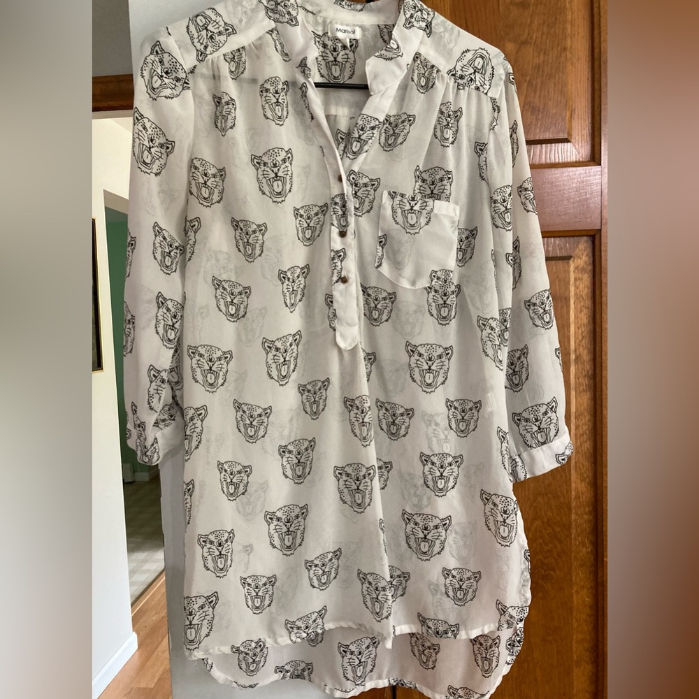 Tiger Goth Sheer Tunic Studded Blouse M Medium